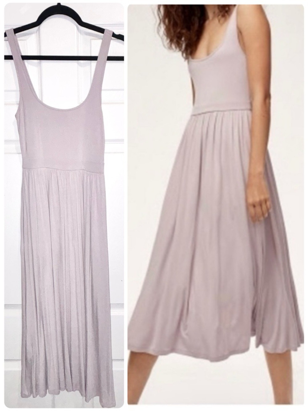 Aritzia Wilfred Market Midi Dress Ultra-Soft Jersey Drapey Light Purple XXS 2XS